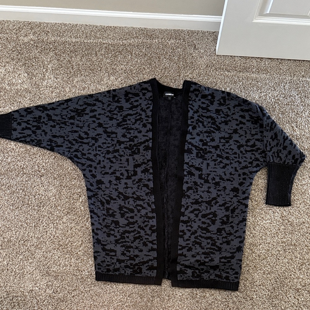 Express Black and Gray Textured Cardigan